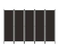 vidaXL 5-Panel Room Divider Brown 250x180 cm Wall Partition Screen Separator