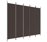 vidaXL 5-Panel Room Divider Brown 250x200 cm Fabric