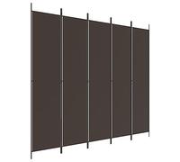 vidaXL 5-Panel Room Divider – Foldable Breathable Fabric, Privacy & Sunlight Blocker, Brown