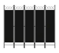 vidaXL 5-Panel Room Divider - Freestanding, Elegant Circle Design, Black Powder-Coated Iron Frame, 100% Polyester Fabric, Versatile for Living Room or Bedroom, Assembly Required