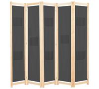 vidaXL 5-Panel Room Divider Grey 200x170x4 cm Fabric
