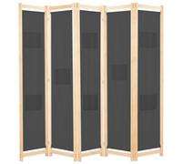 Vidaxl 5-Panel Room Divider Grey 200X170X4 Cm Fabric Room Dividers