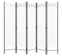 'vidaXL 5-Panel Room Divider in Cream White - Multipurpose Partition/Privacy Screen with Elegant Circle Design - Ideal for Living Room, Bedroom, Kids Room