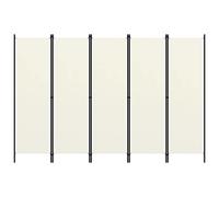 vidaXL Room Divider 5-Panel - Powder-Coated Iron Frame, Portable, Foldable, White 250x180 cm
