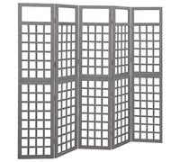 vidaXL 5-Panel Room Divider/Trellis Solid Fir Wood Grey 201.5x180 cm
