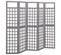 vidaXL 5-Panel Room Divider/Trellis Solid Fir Wood Grey 201.5x180 cm