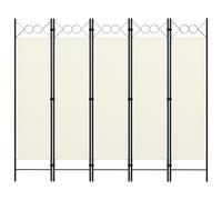 'vidaXL 5-Panel Room Divider in Cream White - Multipurpose Partition/Privacy Screen with Elegant Circle Design - Ideal for Living Room, Bedroom, Kids Room