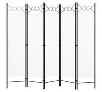 'vidaXL 5-Panel Room Divider in Cream White - Multipurpose Partition/Privacy Screen with Elegant Circle Design - Ideal for Living Room, Bedroom, Kids Room