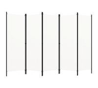 vidaXL Room Divider 5-Panel - Powder-Coated Iron Frame, Portable, Foldable, White 250x180 cm