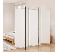 vidaXL 5-Panel Room Divider in White - 250x200 cm - Foldable Fabric Screen for Room Separation, Sun Blocking - For Living Room, Bedroom