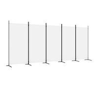 vidaXL Room Divider 5-Panel - Breathable, Durable Polyester, Foldable, Easy Assembly - White
