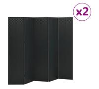 vidaXL 5-Panel Room Dividers 2 pcs Black 200x180 cm Steel