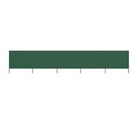 vidaXL 5-Panel Wind Screen Fabric in Green - Non-Woven Wind Shield - 600x160 cm - With Wooden Poles and Easy Assembly - For Gardens, Patios, and Balconies