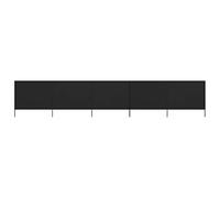 vidaXL 5-Panel Folding Wind Screen/Side Awning in Black, 600x120 cm, Non-Woven Fabric with Wooden Support Poles for Wind Resistance