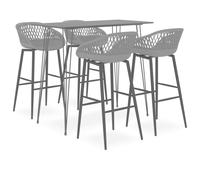 vidaXL Bar Set 5 Piece Black and Grey Kitchen Dining Room Chair Stool Table