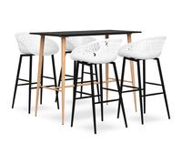 vidaXL Bar Set 5 Piece Black and White Kitchen Dining Room Chair Stool Table