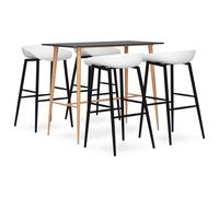 vidaXL Bar Set 5 Piece Black and White Kitchen Dining Room Chair Stool Table