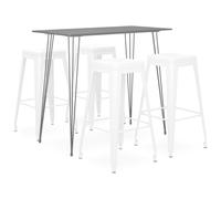 vidaXL 5 Piece Bar Set Black and White
