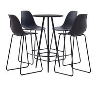 vidaXL 5 Piece Bar Set with Black Tabletop Plastic Black Pub Table and Chairs
