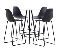 vidaXL 5 Piece Bar Set with White Tabletop Plastic Black Table and Chairs