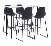 vidaXL 5 Pieces Bar Set Plastic Black Pub Bistro Tables and Chairs Furniture