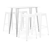 vidaXL Bar Set 5 Piece White Dining Room Kitchen Chair Stool Table Furniture