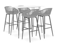 vidaXL 5 Piece Bar Set White and Grey