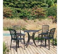 vidaXL Biatro Set 5 Piece Cast Aluminium Black Garden Table Chairs Furniture
