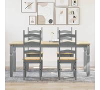 vidaXL 5 Piece Dining Set Panama Grey Solid Wood Pine