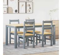vidaXL 5 Piece Dining Set Panama Grey Solid Wood Pine