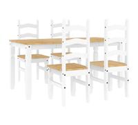 vidaXL 5 Piece Dining Set PANAMA White Solid Wood Pine
