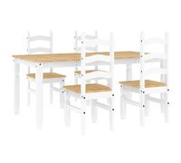 vidaXL 5 Piece Dining Set PANAMA White Solid Wood Pine