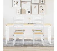 vidaXL 5 Piece Dining Set Panama White Solid Wood Pine