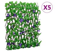 vidaXL 5-Piece Expandable Artificial Ivy Trellis Privacy Screen, Green, 180x70 cm (Expands from 30x84 cm)