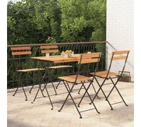 vidaXL 5 Piece Folding Bistro Set Solid Wood Acacia and Steel, Brown