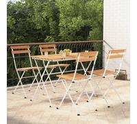 vidaXL 5 Piece Folding Bistro Set Solid Wood Acacia and Steel, Brown