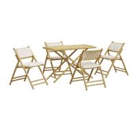 (cream white) vidaXL Folding Bistro Set 5 Piece with Cushions Bar Set Table and Chair Bamboo