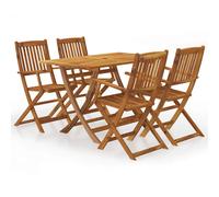 vidaXL Solid Acacia Wood Outdoor Dining Set 5 Piece Garden Folding Table Chair