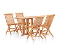 vidaXL 5 Piece Folding Outdoor Dining Set Solid Teak Wood, Brown