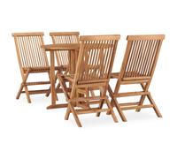 vidaXL Solid Teak Wood Folding Outdoor Dining Set 5 Piece Outdoor Furniture