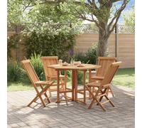 Solid Wood Teak Folding Outdoor Dining Set 5 Piece with/without Armrest vidaXL