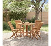 Solid Wood Teak Folding Outdoor Dining Set 5 Piece with/without Armrest vidaXL