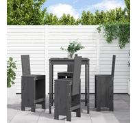 (grey pine) vidaXL Garden Bar Set Outdoor Bar Table Set Bar Stool 5 Piece Solid Wood Pine