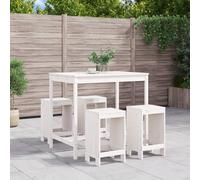 vidaXL 5 Piece Garden Bar Set White Solid Wood Pine