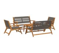 vidaXL 5 Piece Garden Chair Set with Table, Grey, Solid Acacia Wood