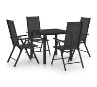vidaXL 5 Piece Garden Dining Set Aluminium Black UK