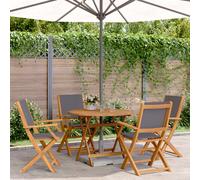 vidaXL 5 Piece Garden Dining Set Anthracite Fabric and Solid Wood