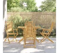 vidaXL Garden Dining Set 5 Piece Outdoor Dining Table and Chair Set Bamboo