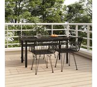 vidaXL 5 Piece Garden Dining Set Black Poly Rattan