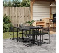 vidaXL 5 Piece Garden Dining Set Black Poly Rattan, Black